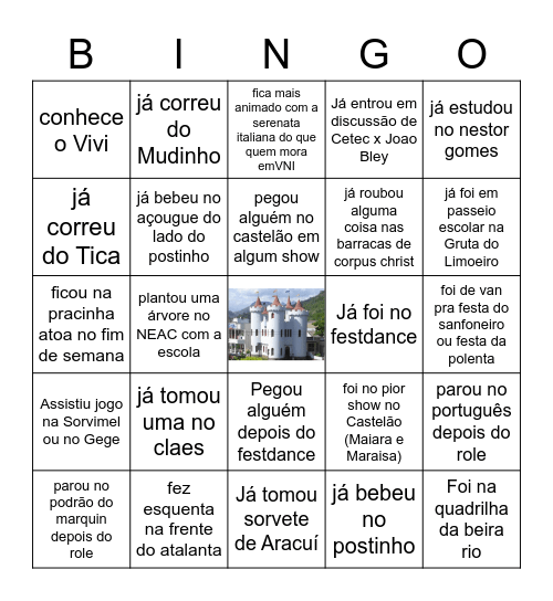 BINGO DO CASTELENSE Bingo Card