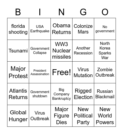 2020 bingo Card