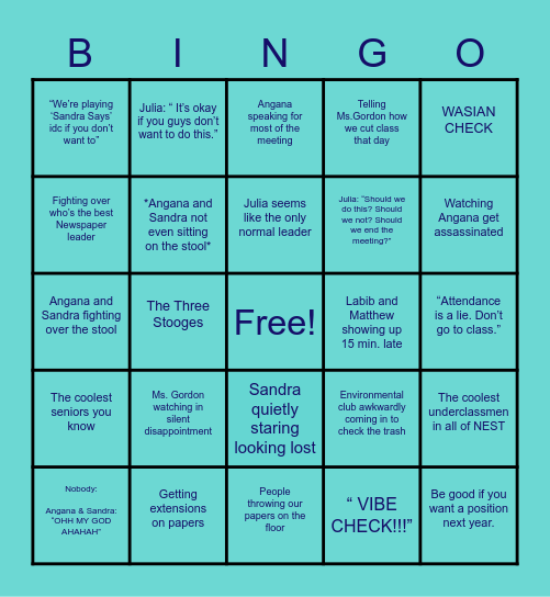 NEWSPAPER BINGO Card