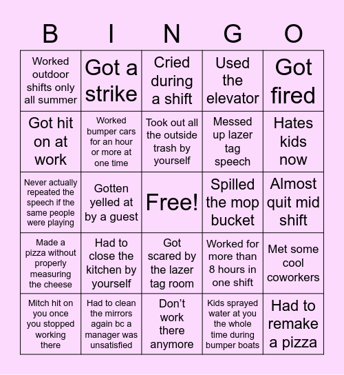 Fort Fun Bingo Card