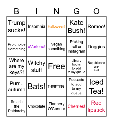 Marla's BINGO card! Bingo Card