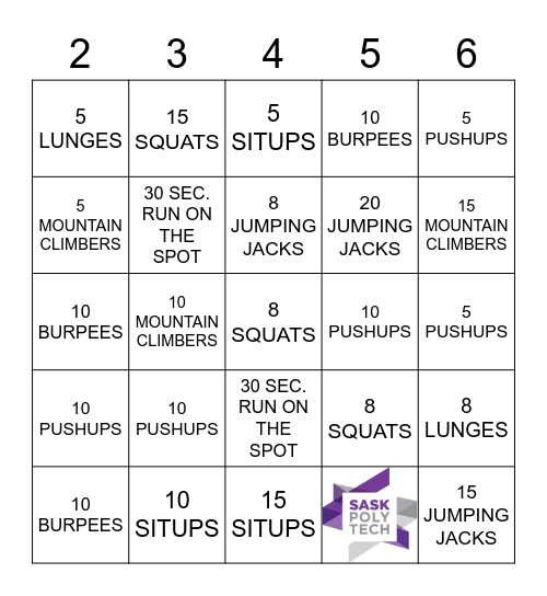 BINGO WORKOUT Bingo Card