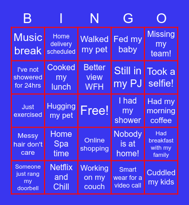GBS & IT Purchases WFH Bingo Card