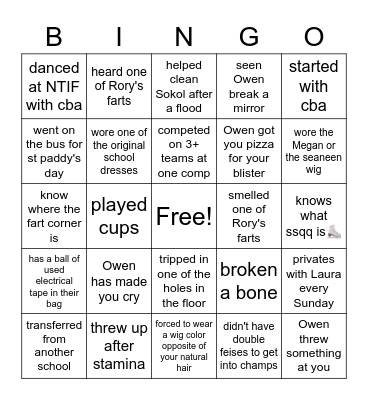 Cass Barrington bingo Card