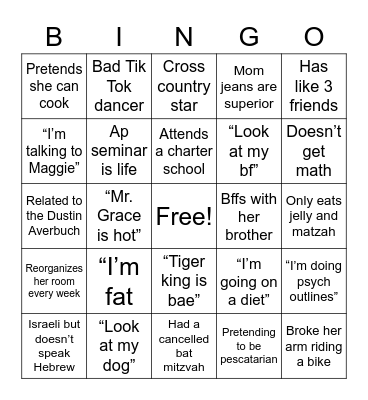 I MOAN Rap’s Bingo Card