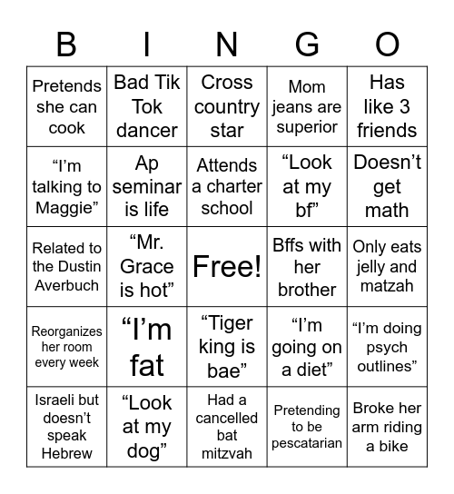 I MOAN Rap’s Bingo Card