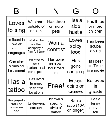 CCG Human Bingo Card