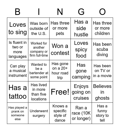 CCG Human Bingo Card