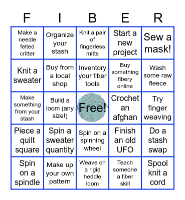 Stay-at-Home Fiber Bingo Card