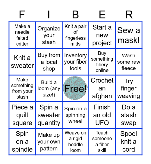 Stay-at-Home Fiber Bingo Card