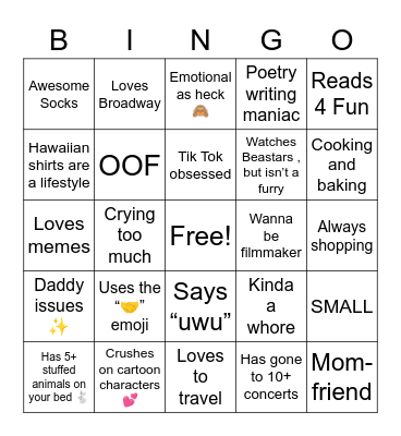 Gabi Type Bingo Card