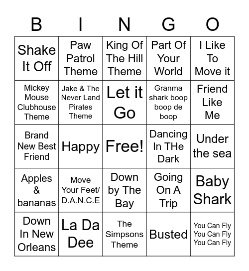 Our Favorites Bingo Card