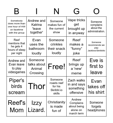 Movie night bingo Card