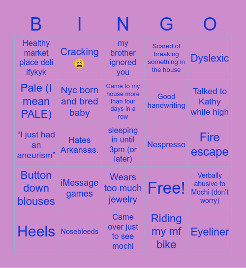 Ava Bingo Card