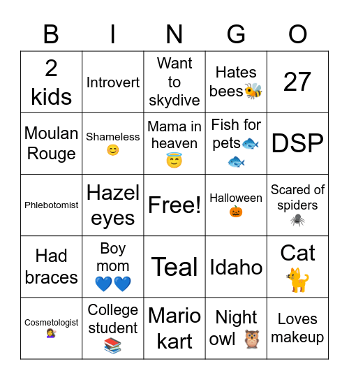 Stacia Bingo Card