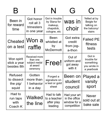 SJS Bingo Card