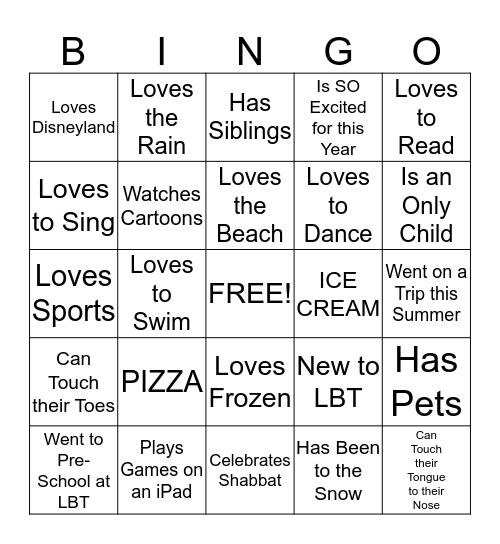 Who are the 2nd Graders?  Bingo Card