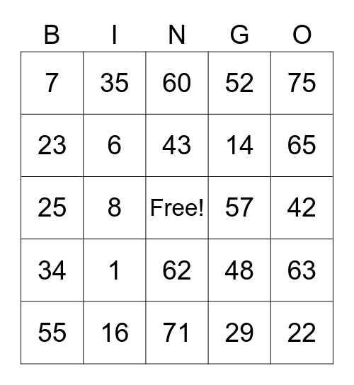 Liezl card#2 Bingo Card