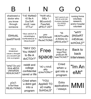 BS MD Bingo Card