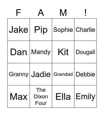 Family BINGO! Bingo Card