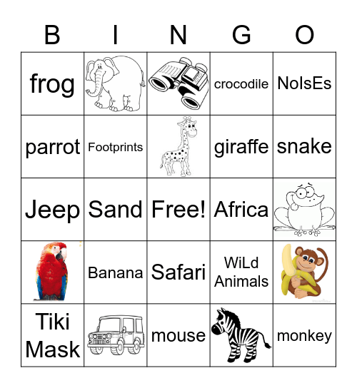 Jungle Bingo Card