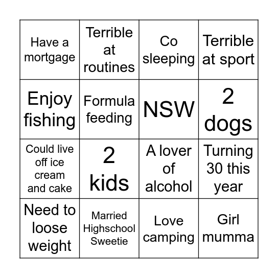 SHELLS BINGO Card