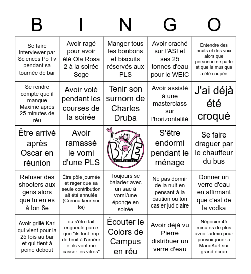 Bingo BDE 2019-2020 Bingo Card