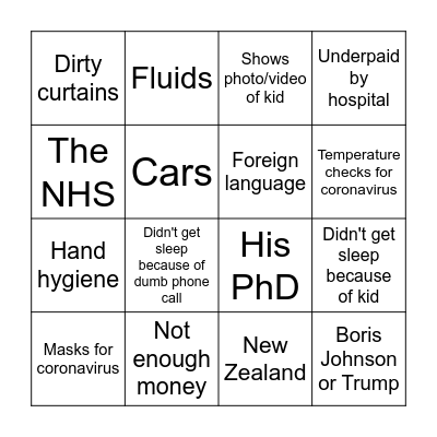 Jevon Bingo Card