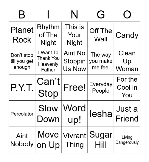 Oldies but Goodies Bingo Card