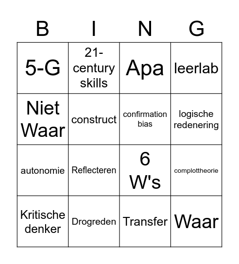 Kritisch denken Bingo Card