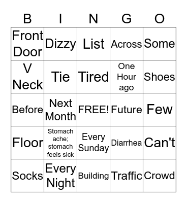 America Sign Language Review Bingo Card