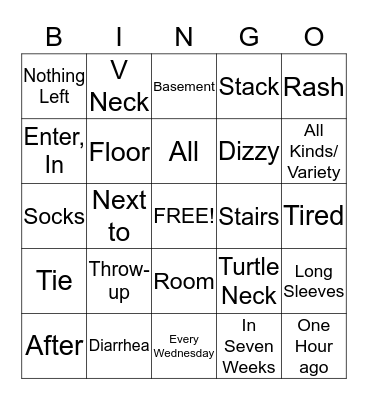 American Sign Language Bingo Card