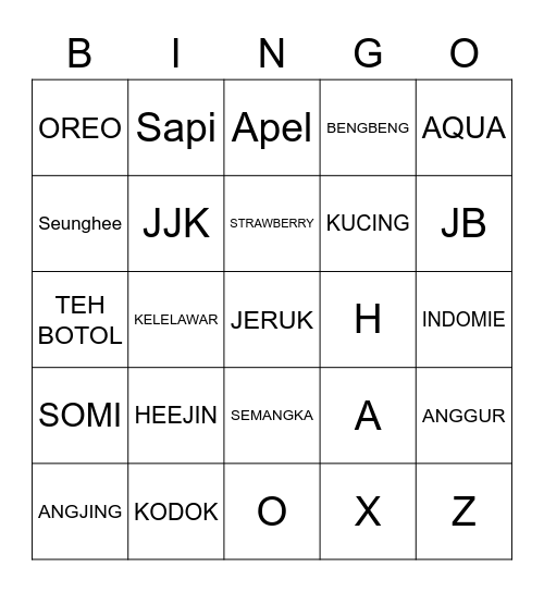 HI BINGO BINGO Card