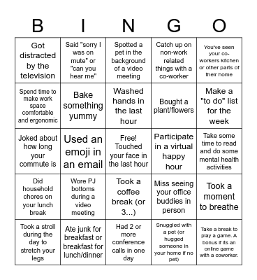 CTM Remote Team Bingo Card