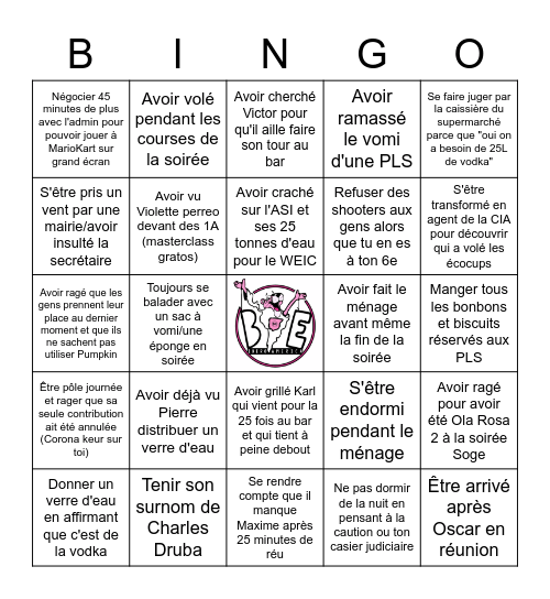 Bingo BDE 2019-2020 Bingo Card