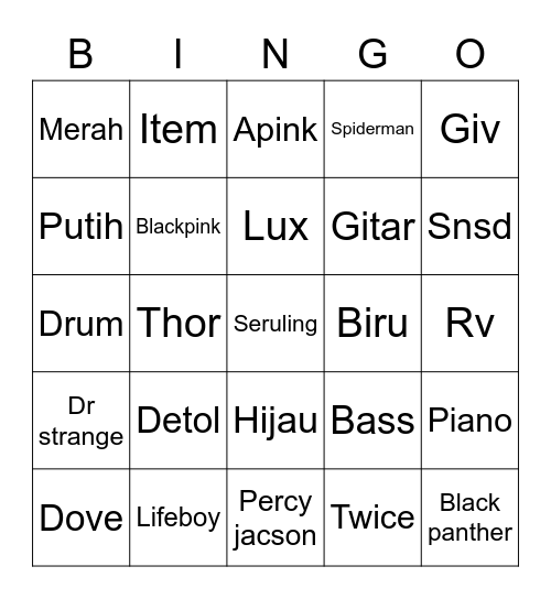 Hasen Bingo Card