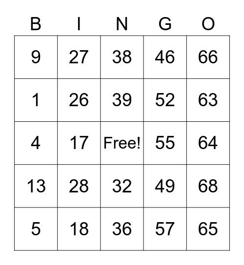 2 Bingo Card