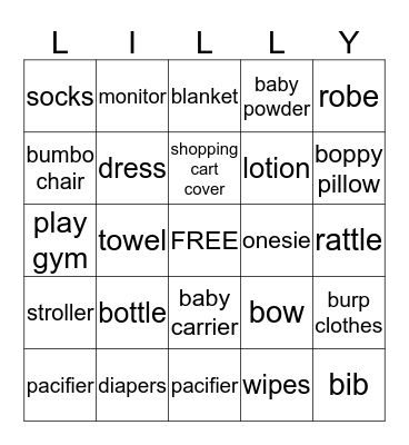 BABY BINGO Card