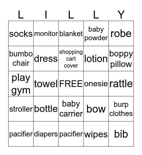 BABY BINGO Card