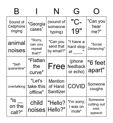 COVID-19 Conference Call 416 Bingo Card