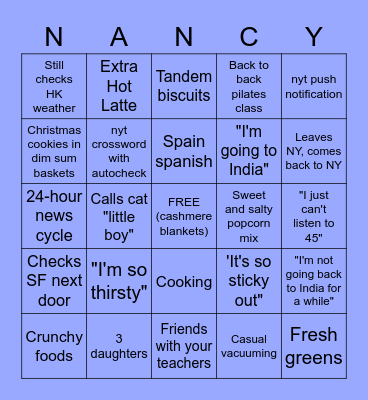 FANCY NANCY BINGO! Bingo Card