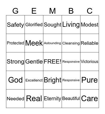 Greater Elizabeth Missionary Baptist Church Bingo Card