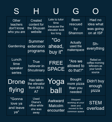 SHUYUAN BINGO Card
