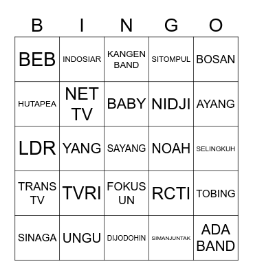 BINGONYA BRANDON Bingo Card