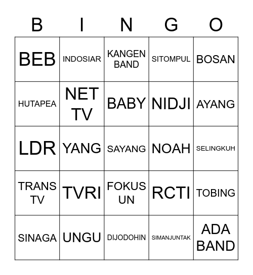 BINGONYA BRANDON Bingo Card