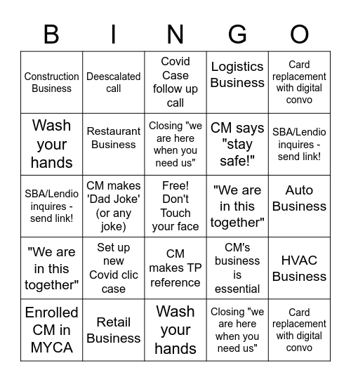 Business Bingo Card