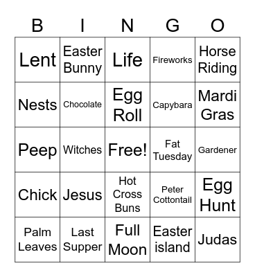 Cultural Diversity Easter Bingo Card