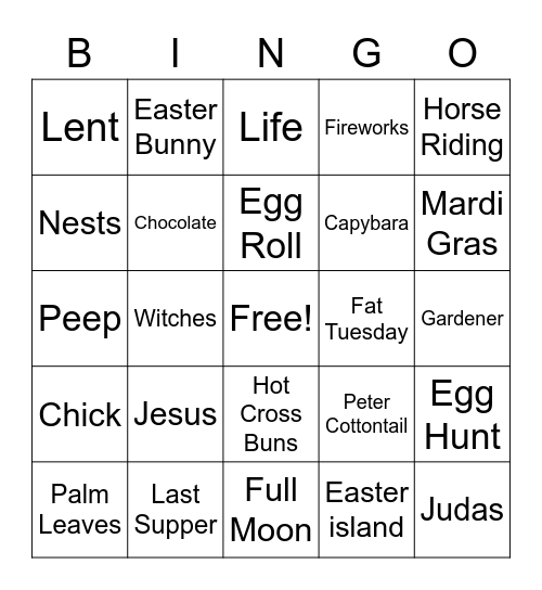 Cultural Diversity Easter Bingo Card