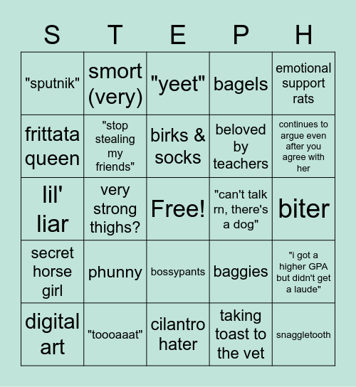 Stubby Bingo Card