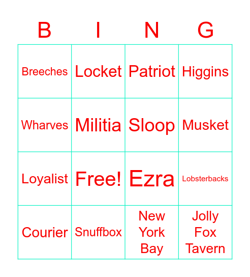 Toliver's Secret Bingo Card